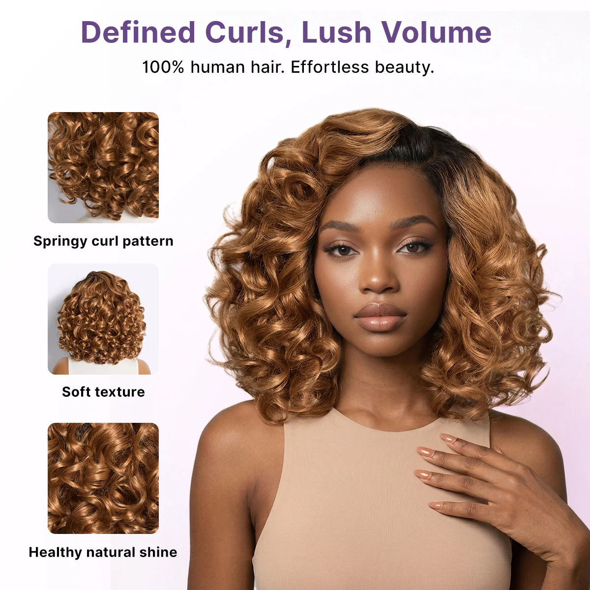 Dark Root Ombre Brown Mature Bouncy Loose Wave Glueless Minimalist HD Lace Wig Ready to Go - Image 4