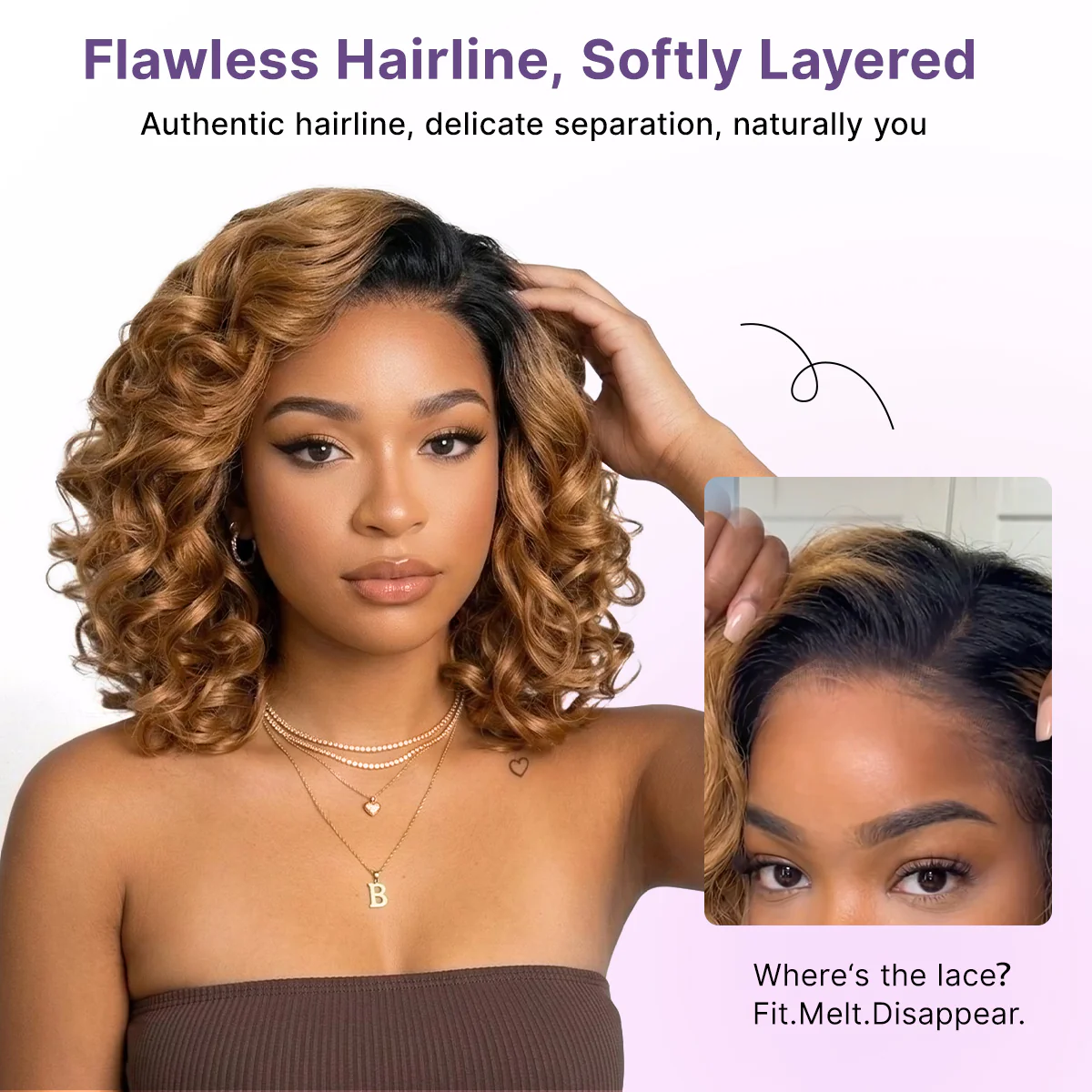 Dark Root Ombre Brown Mature Bouncy Loose Wave Glueless Minimalist HD Lace Wig Ready to Go - Image 6
