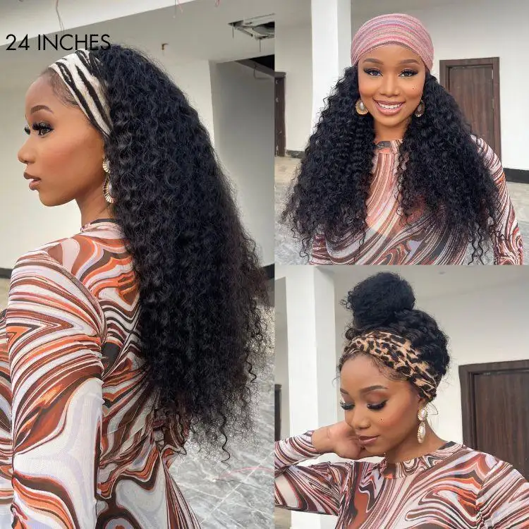 Black Deep Wave Headband Wig (Get Free Trendy Headbands) - Image 10