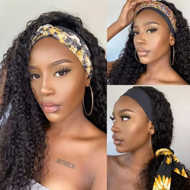 Black Deep Wave Headband Wig (Get Free Trendy Headbands) - Image 5