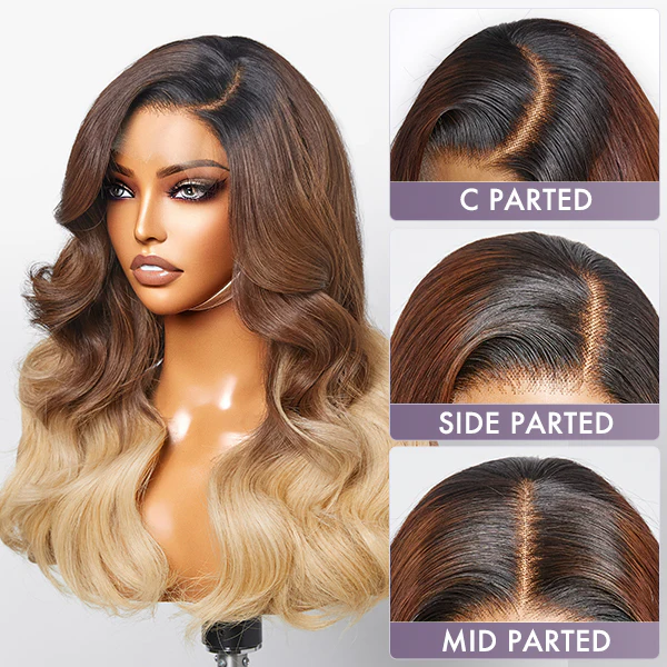 Brown Blonde Ombre Body Wave 5x5 Closure HD Lace Glueless Side Part Wig 100% Human Hair - Image 3