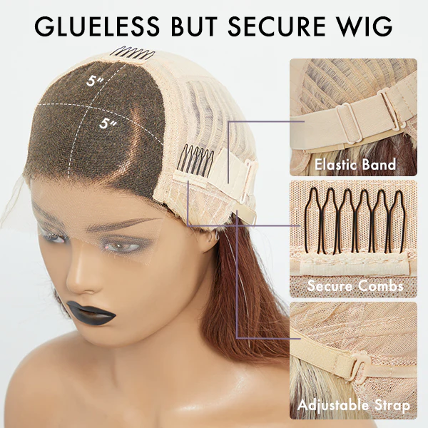 Brown Blonde Ombre Body Wave 5x5 Closure HD Lace Glueless Side Part Wig 100% Human Hair - Image 4