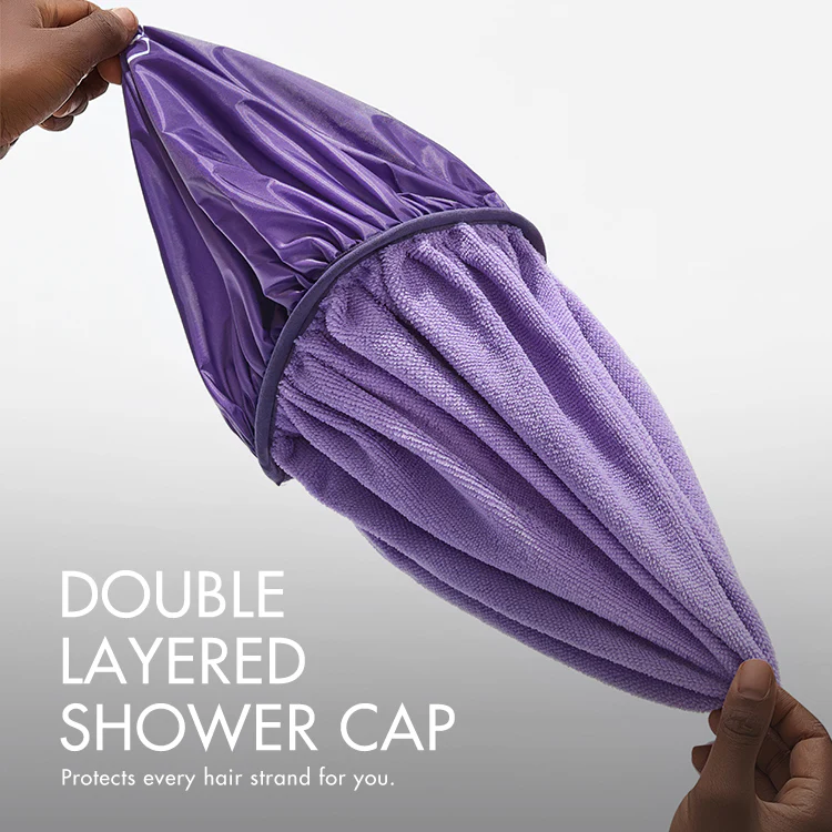 Dual-Layer Shower Cap 1pc, Perfect for All Hair Lengths, Breathable & Comfortable - Image 4