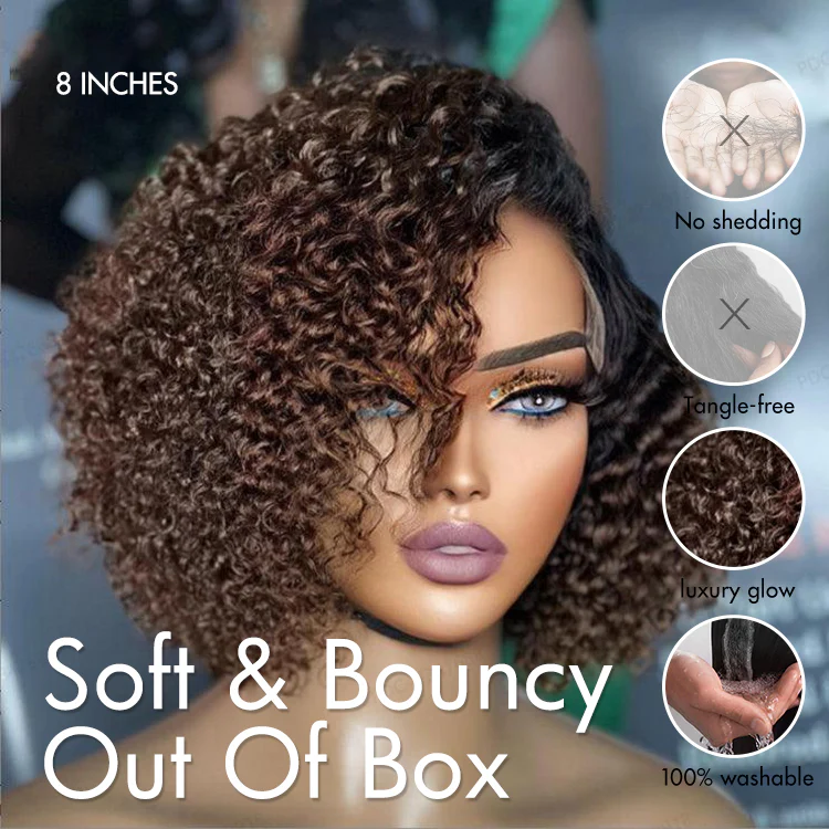 EasyGlam™ Trendy Short Cut Curly Minimalist HD Lace Glueless Side Part Wig 100% Human Hair Pre-Cut Lace - Image 7