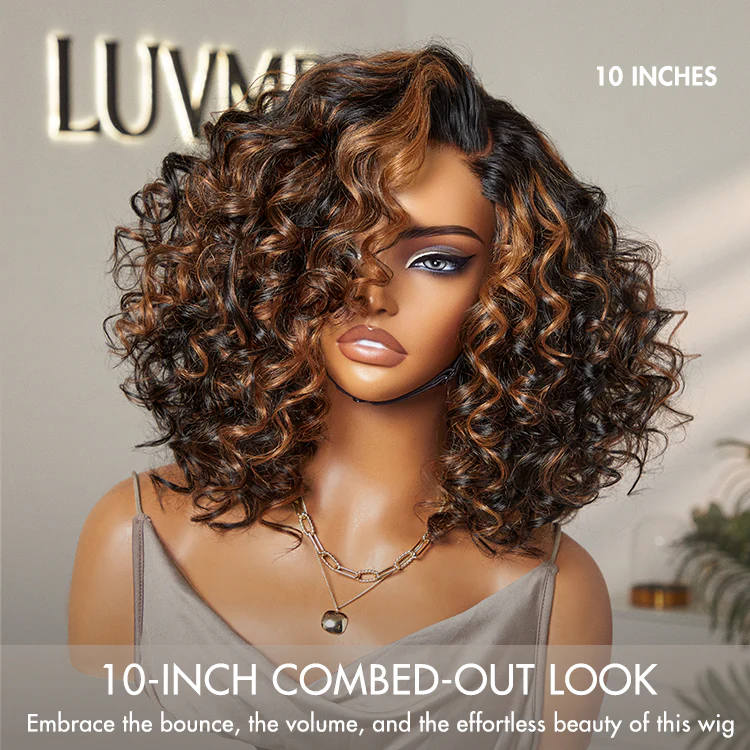 Effortless Elegance Copper Highlight / Natural Black Bouncy Curl Wig Minimalist HD Lace Glueless Wig Pre-Cut Lace - Image 11