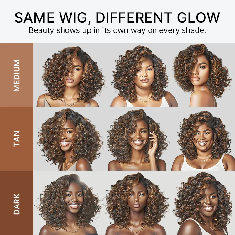 Effortless Elegance Copper Highlight / Natural Black Bouncy Curl Wig Minimalist HD Lace Glueless Wig Pre-Cut Lace - Image 13