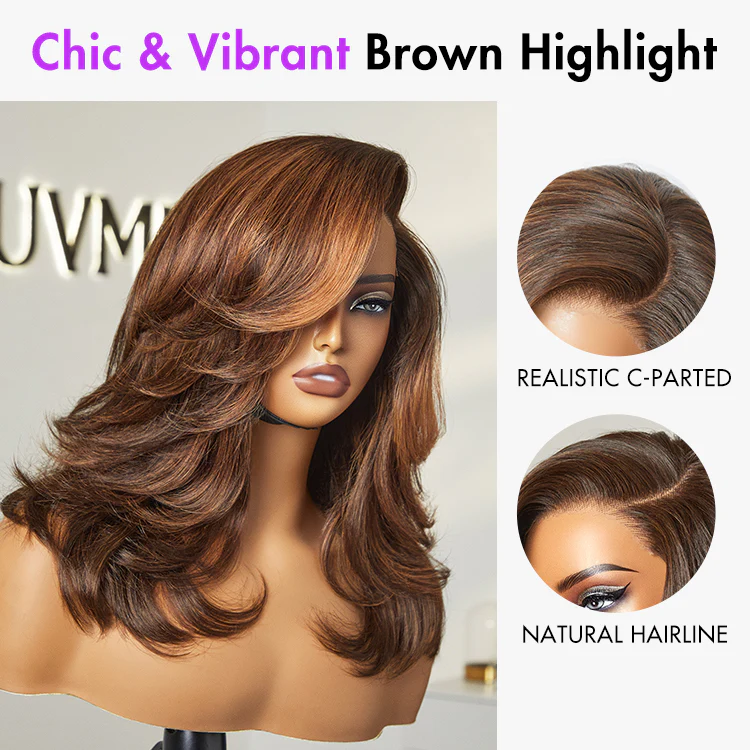 Effortlessly Chic Butterfly Cut Layered Wavy Glueless HD Minimalist Lace Short Wig - Image 12