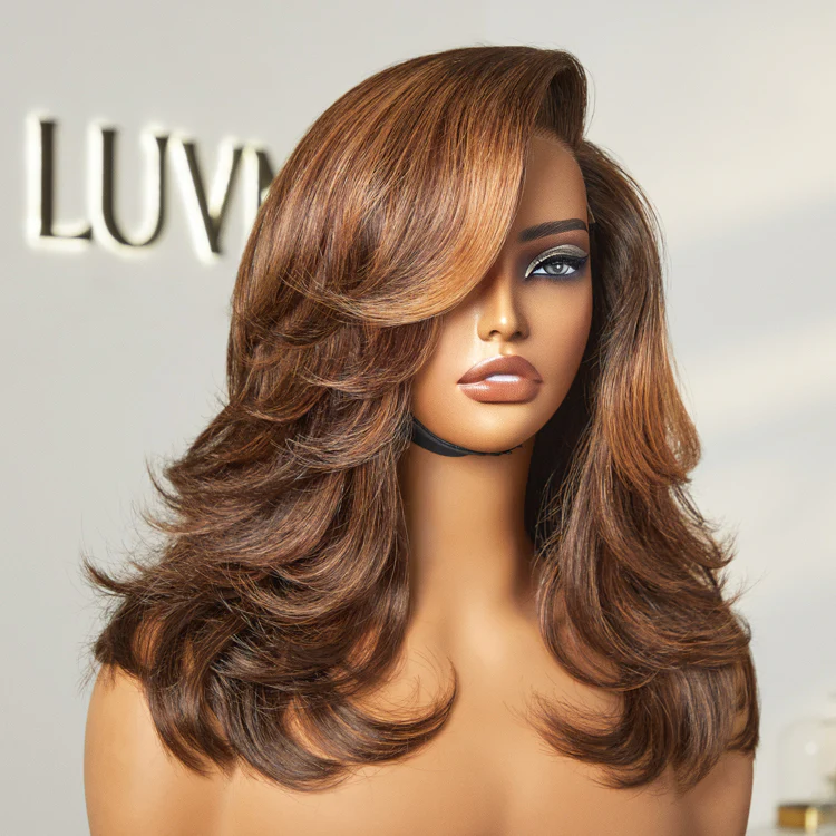 Effortlessly Chic Butterfly Cut Layered Wavy Glueless HD Minimalist Lace Short Wig - Image 23