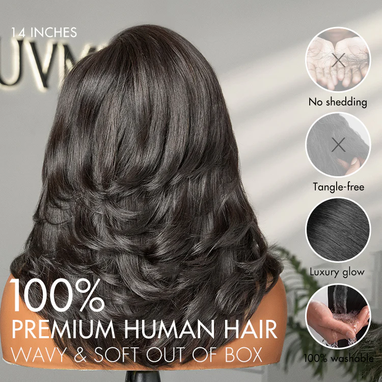 Effortlessly Chic Butterfly Cut Layered Wavy Glueless HD Minimalist Lace Short Wig - Image 9