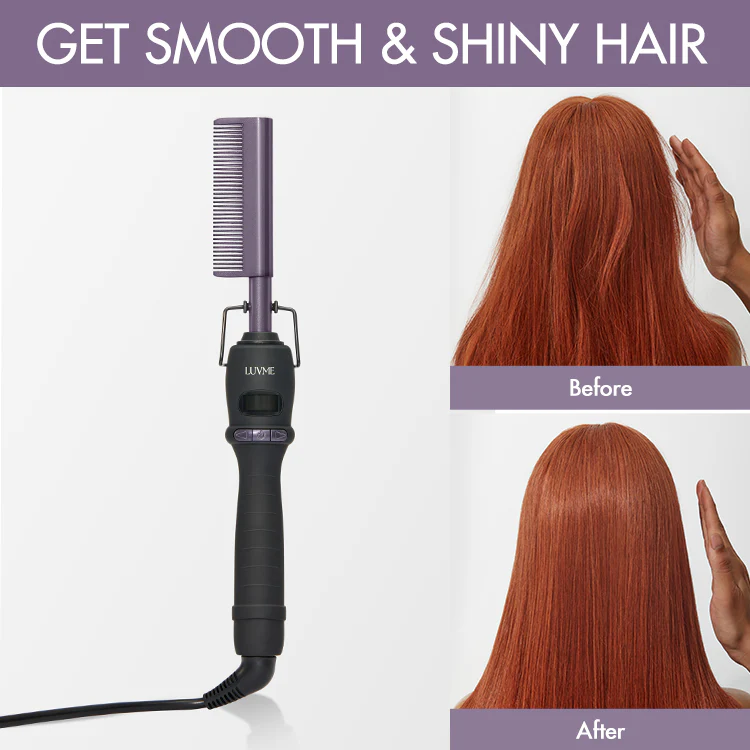Electric Hot Comb with US Plug for Wigs and Natural Hair, 30s Fast Heating & Adjustable Temp - Image 3
