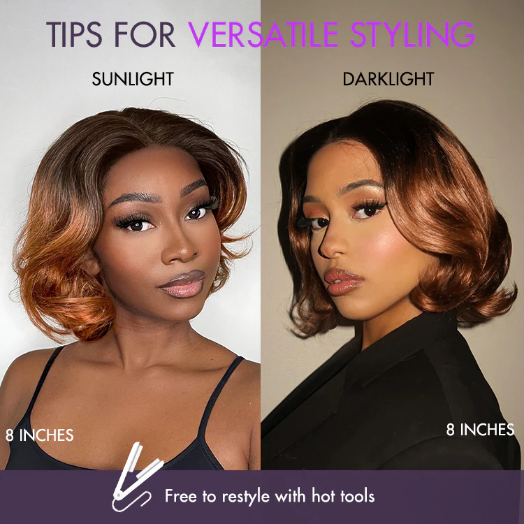 1 SEC INSTALL WIG | Elegant Boss Vibe Short Pixie Cut Natural Black / Ombre Brown Glueless Minimalist HD Lace Wig Pre Cut Lace - Image 10