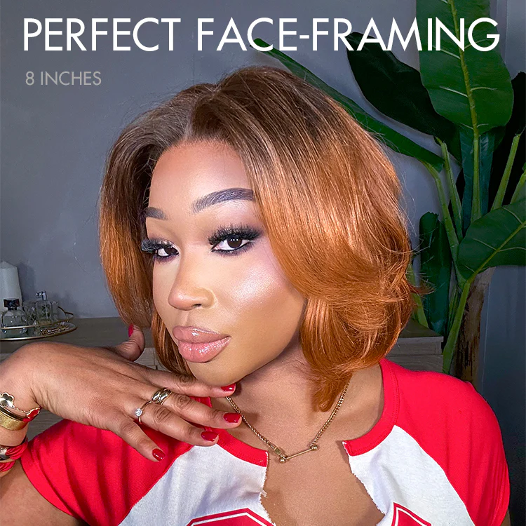 1 SEC INSTALL WIG | Elegant Boss Vibe Short Pixie Cut Natural Black / Ombre Brown Glueless Minimalist HD Lace Wig Pre Cut Lace - Image 8