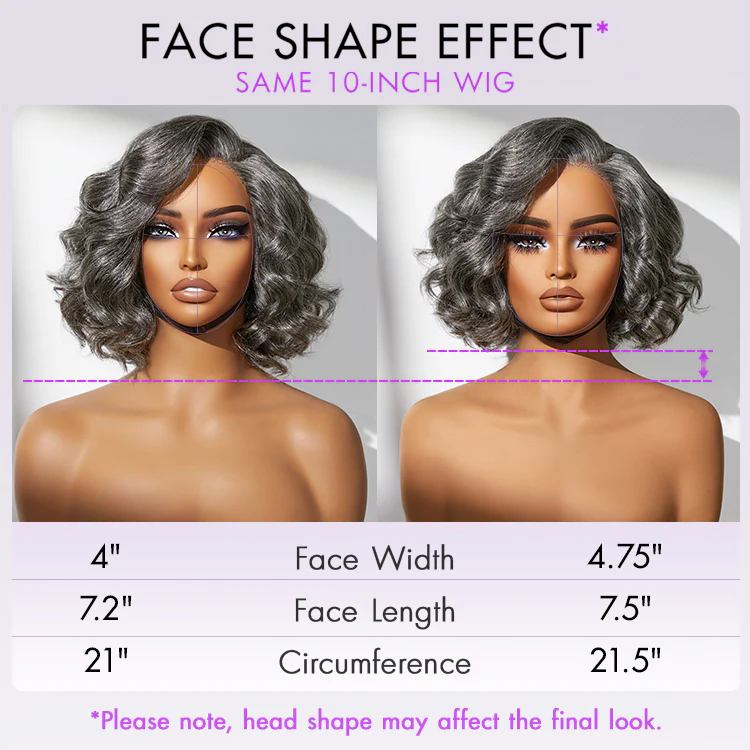 Elegant Salt & Pepper Grey Wig Loose Body Wave Glueless Minimalist Lace Short Wig Pre-Cut Lace - Image 10