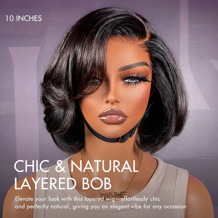 Exclusive Discount | Super Natural C Part Natural Black / Blonde Highlight Glueless Lace Bob Wig 100% Human Hair | Fits All Face Shapes - Image 12