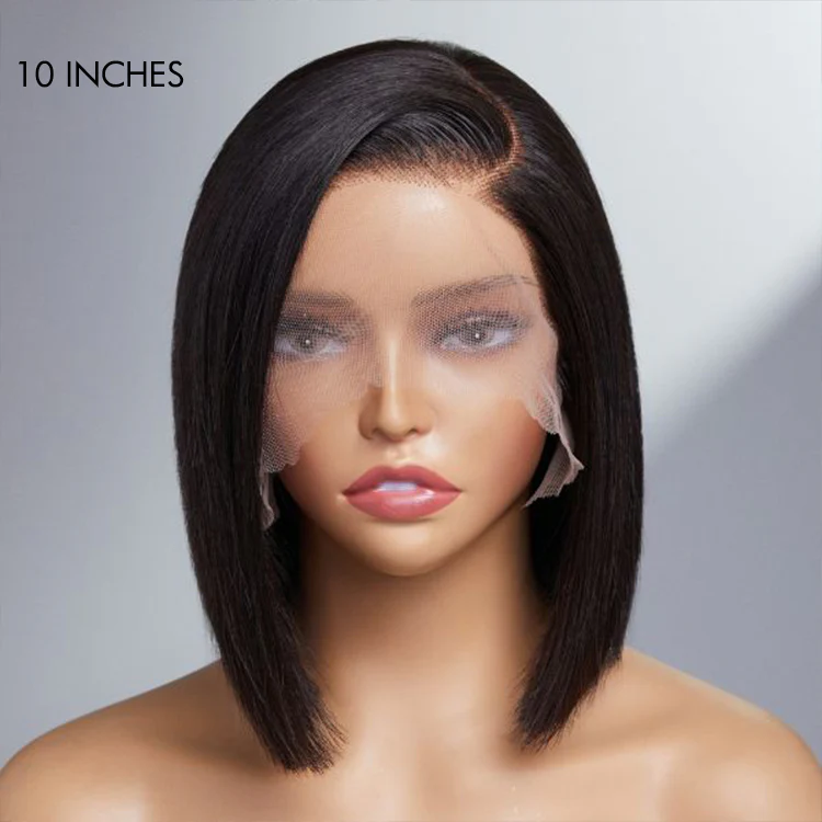Exclusive Discount | Super Natural C Part Natural Black / Blonde Highlight Glueless Lace Bob Wig 100% Human Hair | Fits All Face Shapes - Image 4
