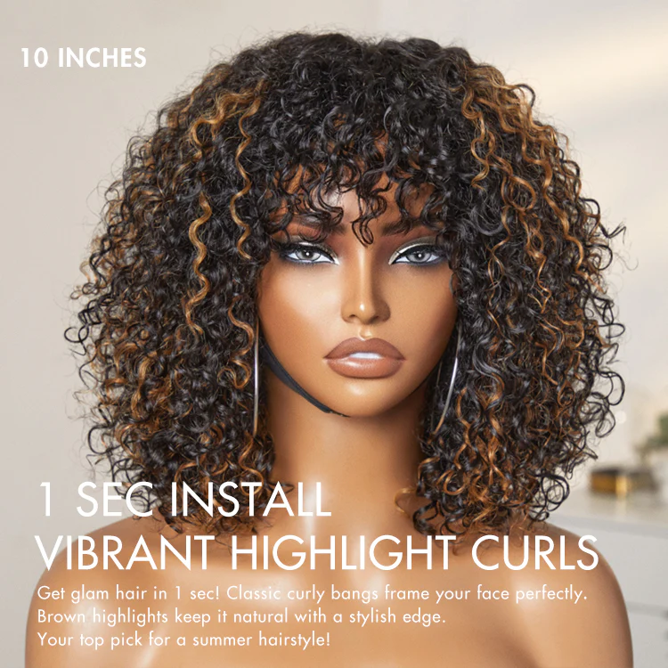 Exclusive Sale | Beginner Friendly Water Wave Minimalist Lace Glueless Short Wig with Bangs - Image 8