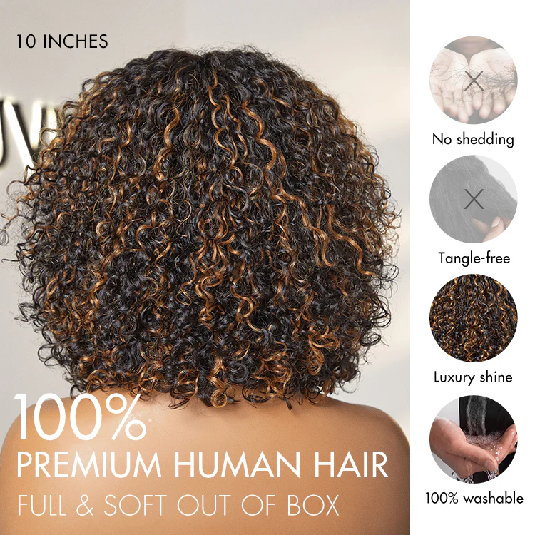 Exclusive Sale | Beginner Friendly Water Wave Minimalist Lace Glueless Short Wig with Bangs - Image 9