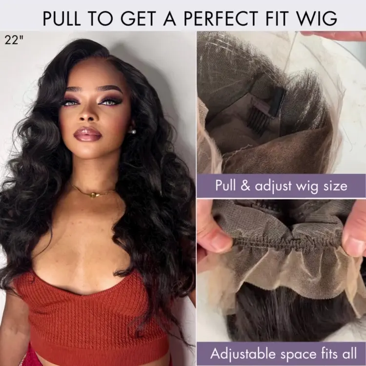 Exclusive Sale | Luvme Hair Full Lace Classy Natural Black Body Wave / Straight Free Parting Half Up Half Down Wig - Image 11