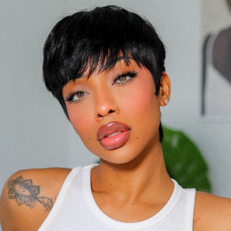 Exclusive Sale | Throw On & Go Short Cut with Bangs Wig Ultra Comfort Cotton Cap Glueless Wig Hair Loss Friendly - US Only - Image 2