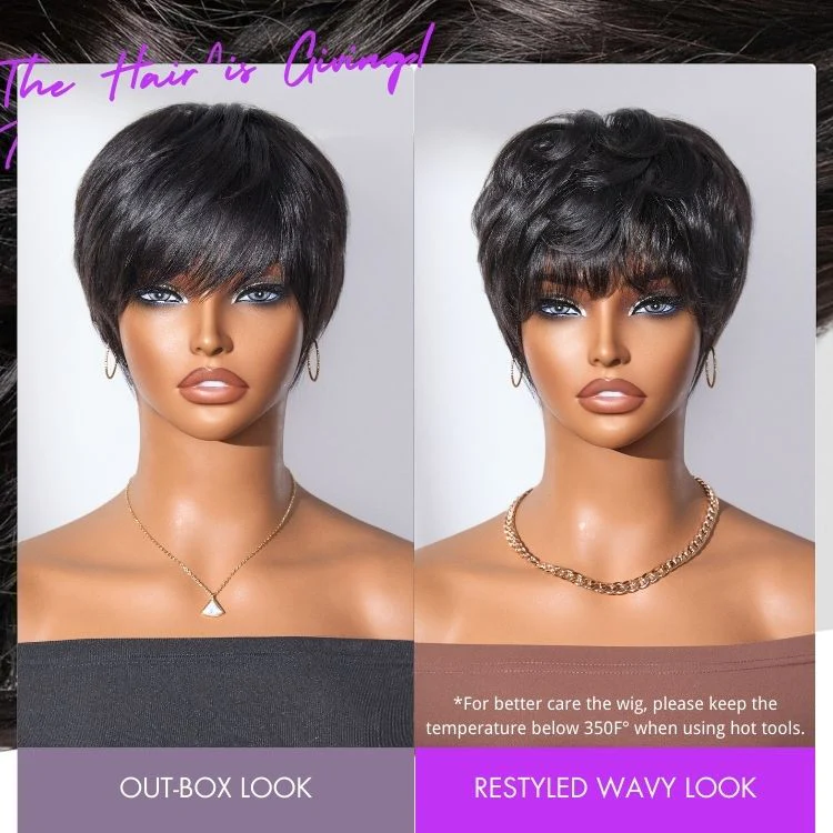 Exclusive Sale | Throw On & Go Short Cut with Bangs Wig Ultra Comfort Cotton Cap Glueless Wig Hair Loss Friendly - US Only - Image 7