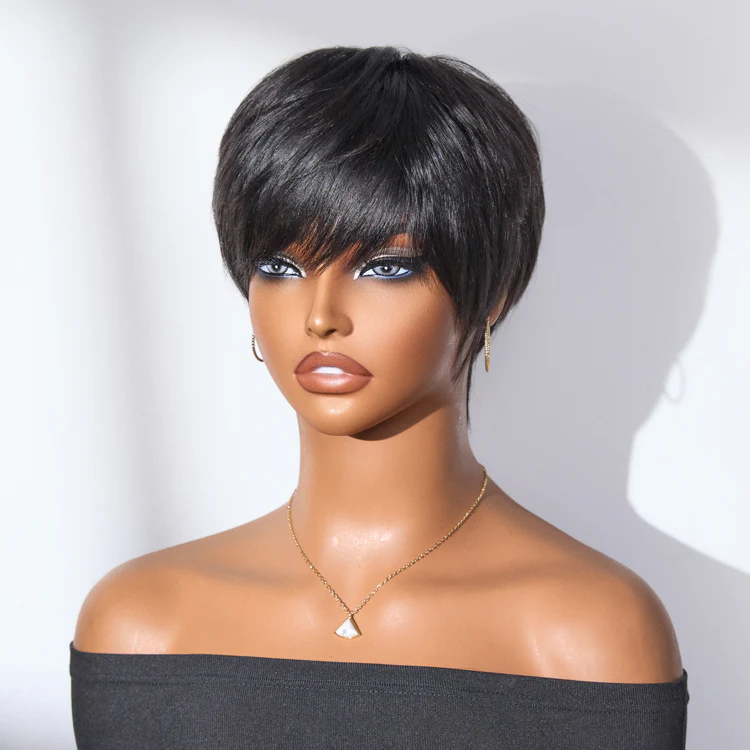 Exclusive Sale | Throw On & Go Short Cut with Bangs Wig Ultra Comfort Cotton Cap Glueless Wig Hair Loss Friendly - US Only - Image 8