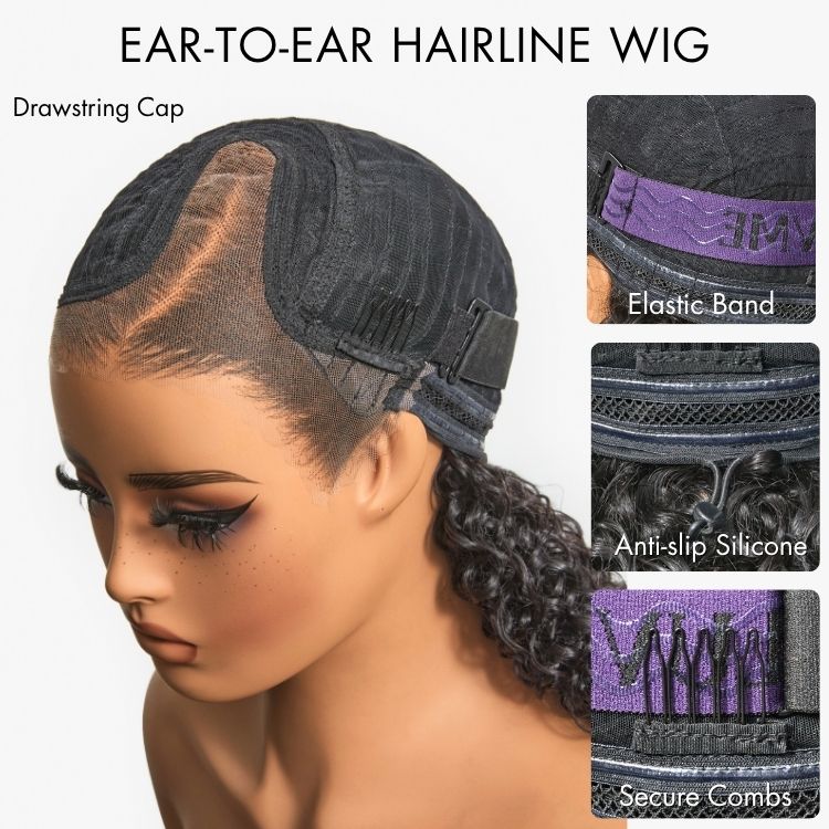 180% Density Face-Framing Trendy Curly Wig Glueless Ear-to-ear Wide T Lace Front Wig Human Hair Pre-Cut Lace - Image 10