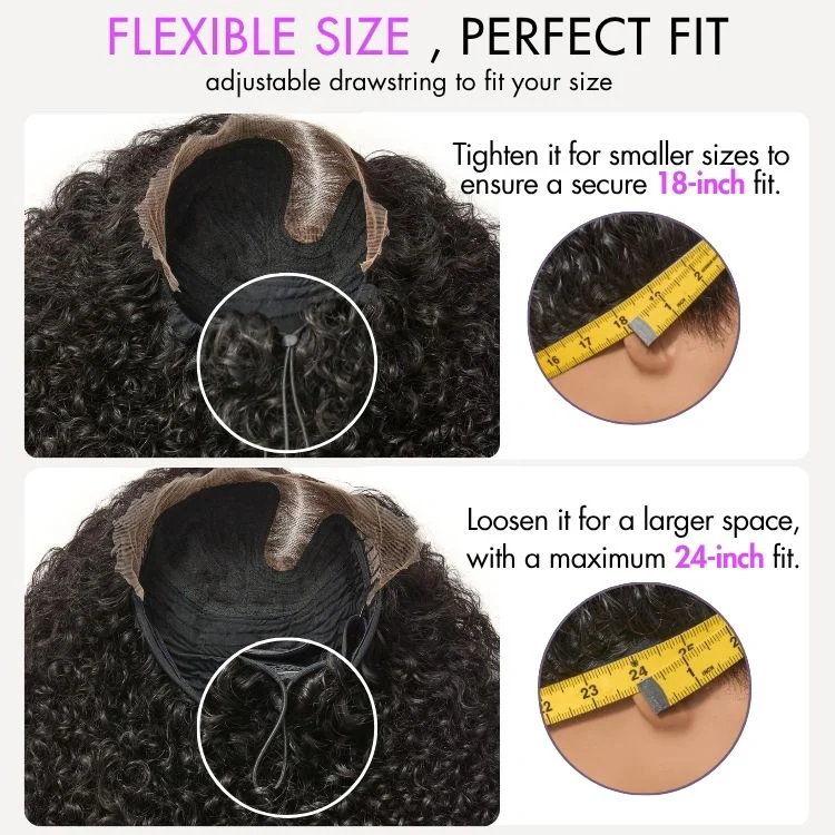 180% Density Face-Framing Trendy Curly Wig Glueless Ear-to-ear Wide T Lace Front Wig Human Hair Pre-Cut Lace - Image 7