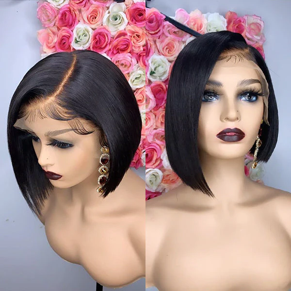 Gorgeous Side Part Short Cut 13x4 Frontal Lace Wig No Baby Hair - Image 6