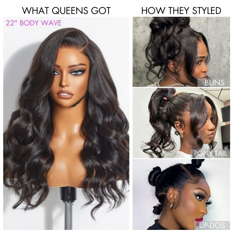 Special Deal | Luvme Hair Full Lace Classy Natural Black Body Wave / Straight Free Parting Half Up Half Down Wig - Image 3