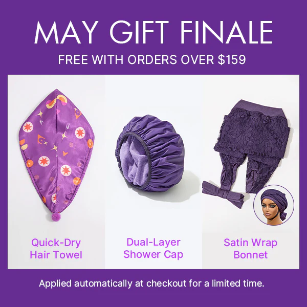 Free Gift US Only | 1 pc Quick-Dry Hair Towel + 1pc Shower Cap + 1PC Satin Wrap Bonnet for Long Hair