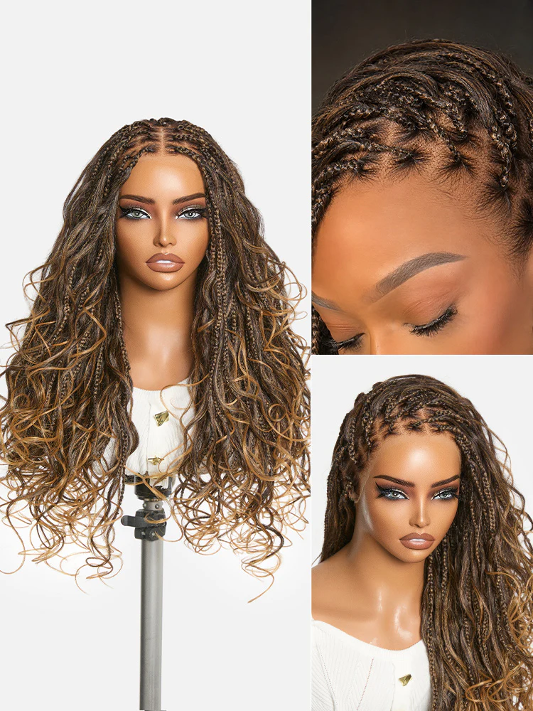 OwnScalp™ French Curl Knotless Boho Braids HD Full Lace Long Wig Flexi Fit Invisi Drawstring Cap - US Only - Image 12