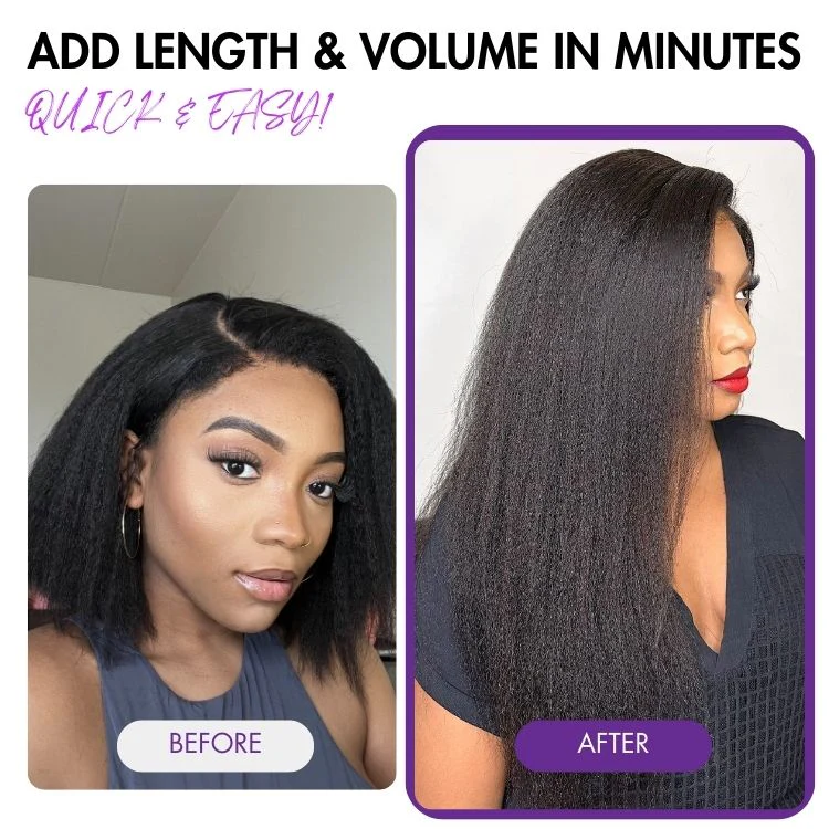 Full Hair Kinky Straight Seamless Clip in Human Hair Extensions Hair Pieces 135g 9pcs / 7pcs with Free Gift - Limited Offer - Image 3