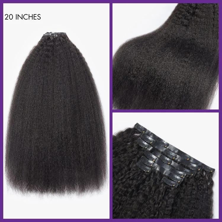 Full Hair Kinky Straight Seamless Clip in Human Hair Extensions Hair Pieces 135g 9pcs / 7pcs with Free Gift - Limited Offer - Image 5