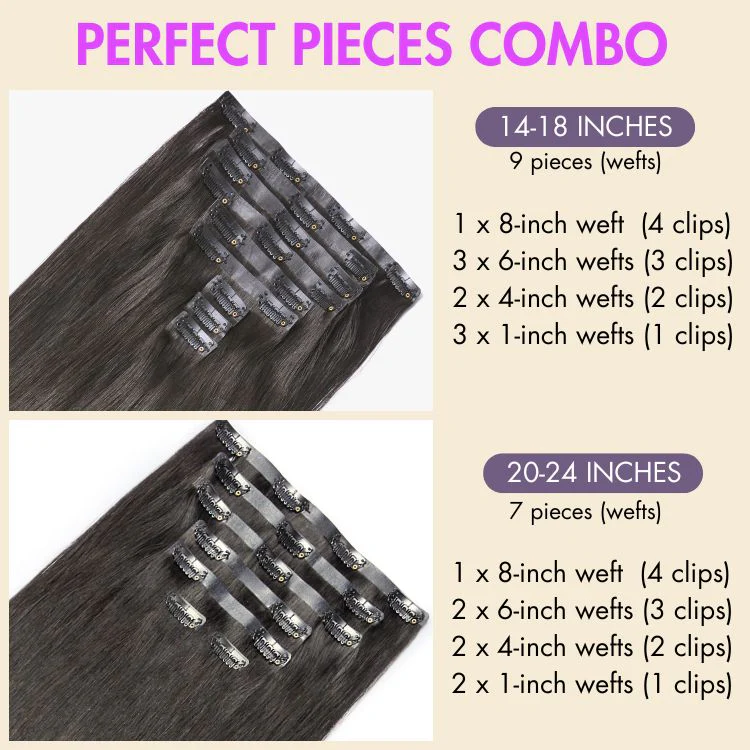 Full Hair Kinky Straight Seamless Clip in Human Hair Extensions Hair Pieces 135g 9pcs / 7pcs with Free Gift - Limited Offer - Image 6
