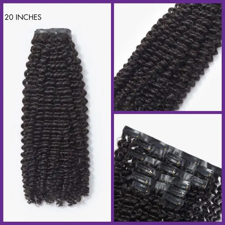 Kinky Curly Seamless Clip in Extensions Real Human Hair Pieces 135g 9pcs / 7pcs with Free Gift - Image 5