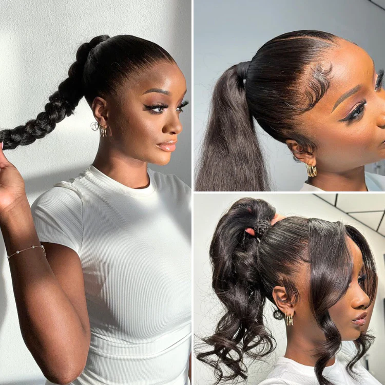 Luvme Hair Full Lace Classy Natural Black Body Wave Free Parting Half Up Half Down Wig Invisi Drawstring Cap Pre-cut Lace - Image 5