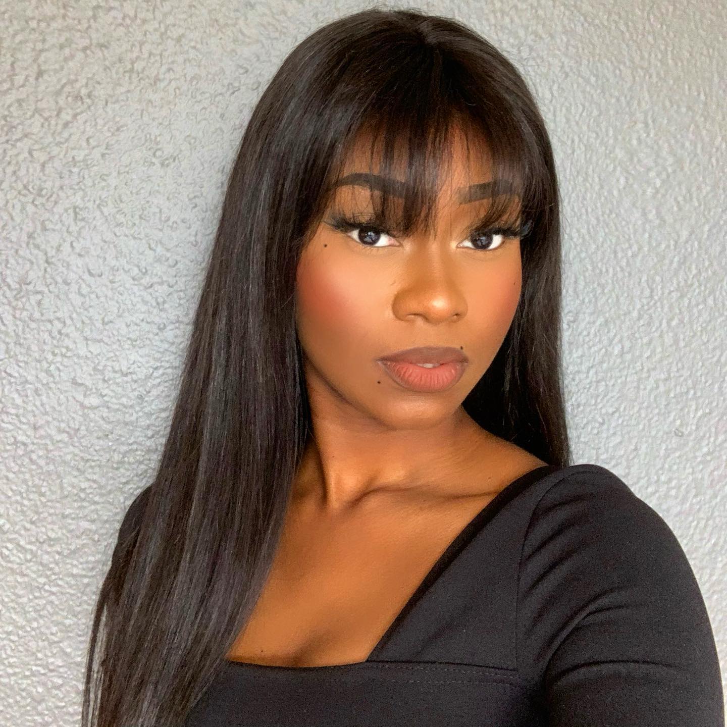 Throw On & Go Natural Black Straight No Lace Glueless Long Wig With Bangs - US Only - Image 4