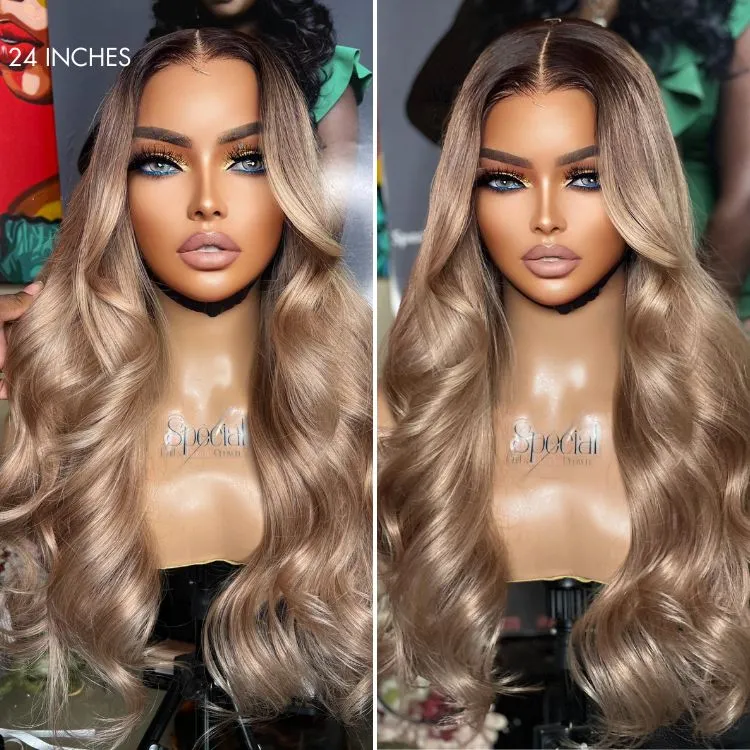 Ash Blonde Loose Body Wave 5x5 Closure Lace Glueless Wig Breathable Cap - Image 10