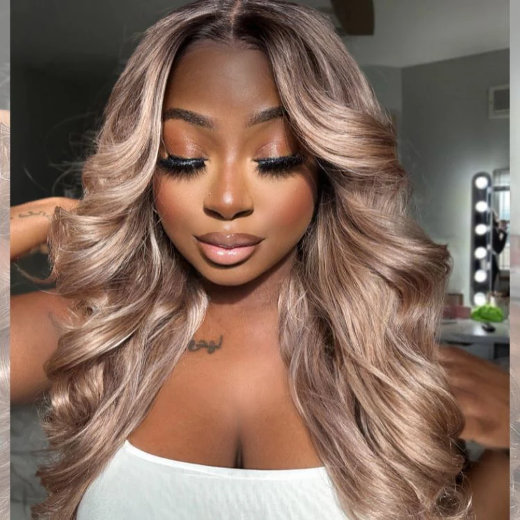 Ash Blonde Loose Body Wave 5x5 Closure Lace Glueless Wig Breathable Cap - Image 3