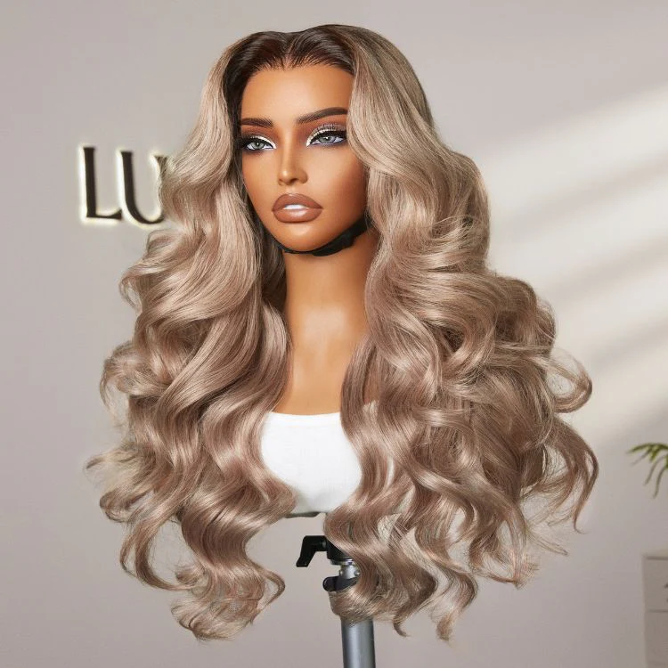 Ash Blonde Loose Body Wave 5x5 Closure Lace Glueless Wig Breathable Cap - Image 4