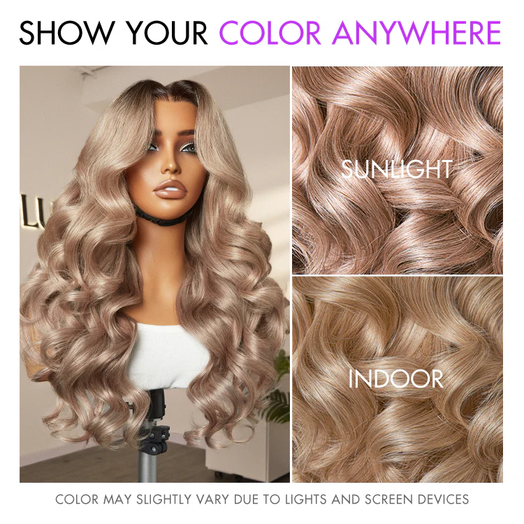 Ash Blonde Loose Body Wave 5x5 Closure Lace Glueless Wig Breathable Cap - Image 7