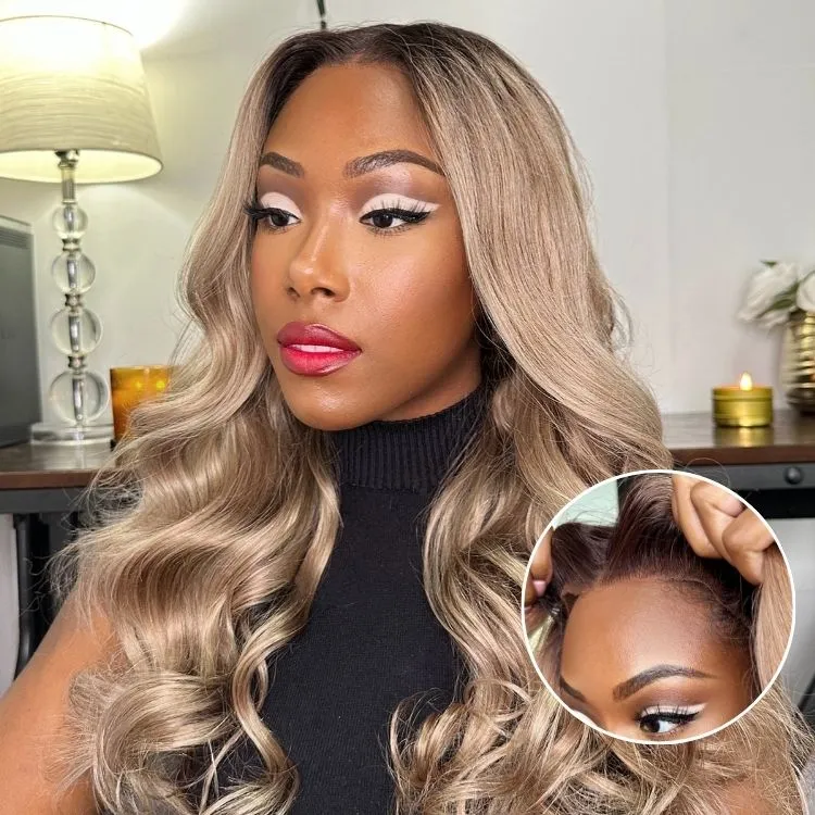 Ash Blonde Loose Body Wave 5x5 Closure Lace Glueless Wig Breathable Cap - Image 8