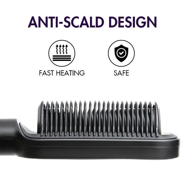 Hair Straightener Comb with US Plug, Built-in Ceramic Heating Plate, 20s Fast Heating & 5 Temp Settings & Anti-Scald for Professional Salon at Home | US Only - Image 4
