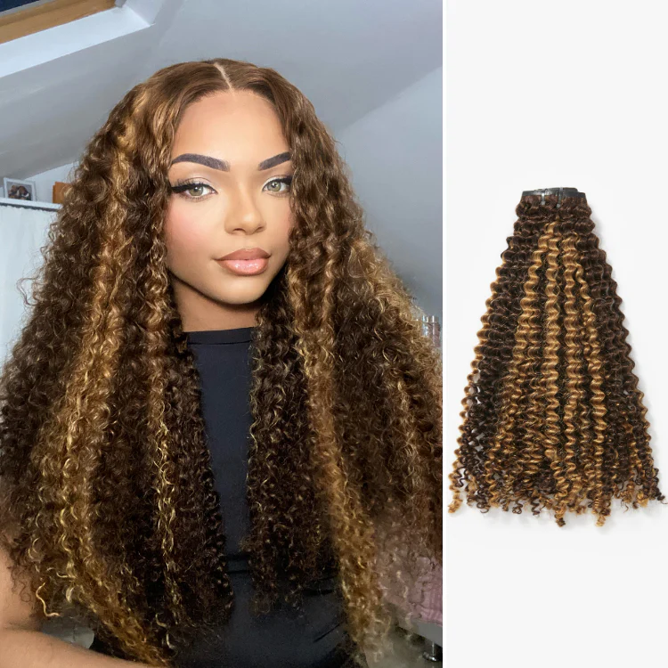Highlights Silky Straight / Kinky Curly / Deep Wave Clip in Extensions Human Hair 135g 9pcs / 7pcs with Free Gift - Image 7
