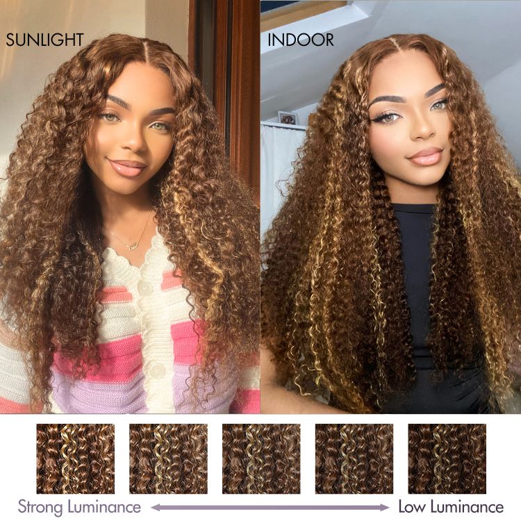 Luvme Hair 180% Density Honey Blonde Highlight Kinky Curly Glueless 5x5 Closure HD Lace Wig Breathable Cap - Image 10
