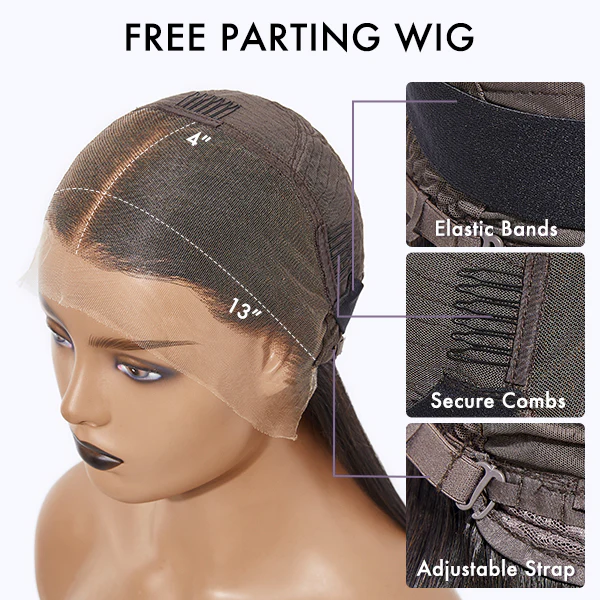 Honey Blonde Highlight Middle Part Bouncy Loose Wave Glueless 13x4 Frontal Lace Human Hair Wig - Image 5