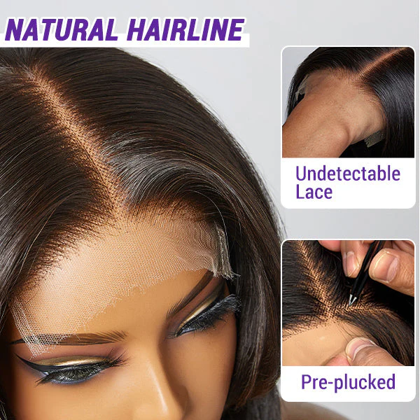 Natural Black Handcraft Layered 5x5 Closure HD Lace Glueless Short Wig - Image 3