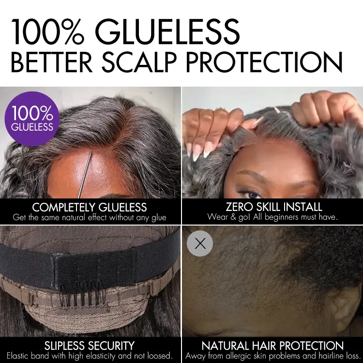 Layered Blowout Salt and Pepper Glueless Grey Wig Minimalist HD Lace Shoulder Length Wavy Wig - Image 11