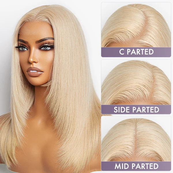 Blonde 613 Layered Cut Glueless 5x5 Closure HD Lace Wig 100% Virgin Human Hair - Image 3