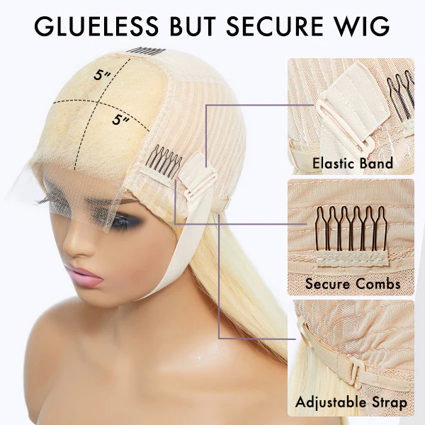 Blonde 613 Layered Cut Glueless 5x5 Closure HD Lace Wig 100% Virgin Human Hair - Image 4